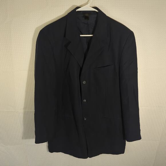 Claiborne 40L Navy Blazer Mens 3 Button Sport Coat Rayon Linen Blend Jacket - Picture 1 of 6